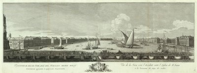 Pohled na řeku Něvu mezi kostelem Izáka a knihou Cadet Corps Book k 50. výročí Petrohradu, 1753 od Yakov Vasilyevich Vasilyev