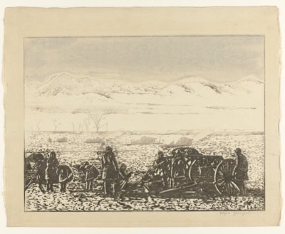 válečná krajina Senso fukei od Yamagishi Kazue (signed by artist)