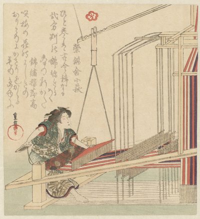 Žena za tkalcovským stavem od Yanagawa Shigenobu (II)