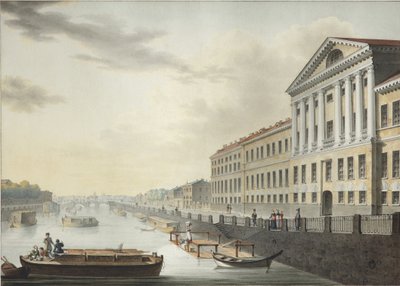 Pohled na řeku Fontanka z Izmailovského mostu, 1820-1823 od Yermolai Ivanovich Yesakov