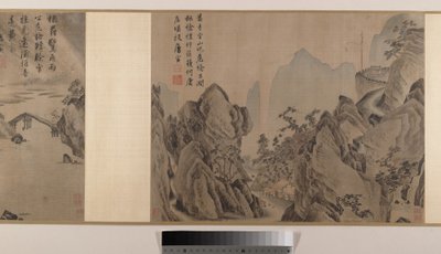 Krajiny (osm albových listů ve formě svitku; tuš a barva na hedvábí) od Yin Tang