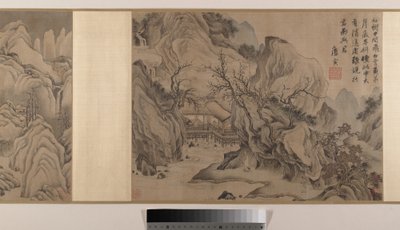 Krajiny (osm albových listů ve formě svitku; tuš a barva na hedvábí) od Yin Tang