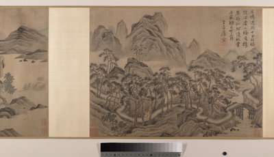 Krajiny (osm albových listů ve formě svitku; tuš a barva na hedvábí) od Yin Tang