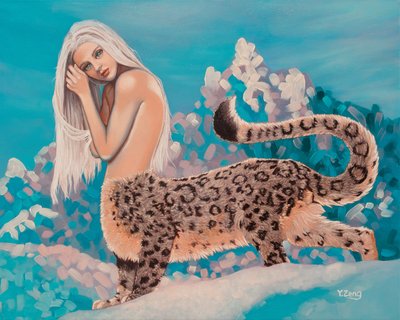 Leopardí žena, 2023 (olej na plátně) od Yue Zeng
