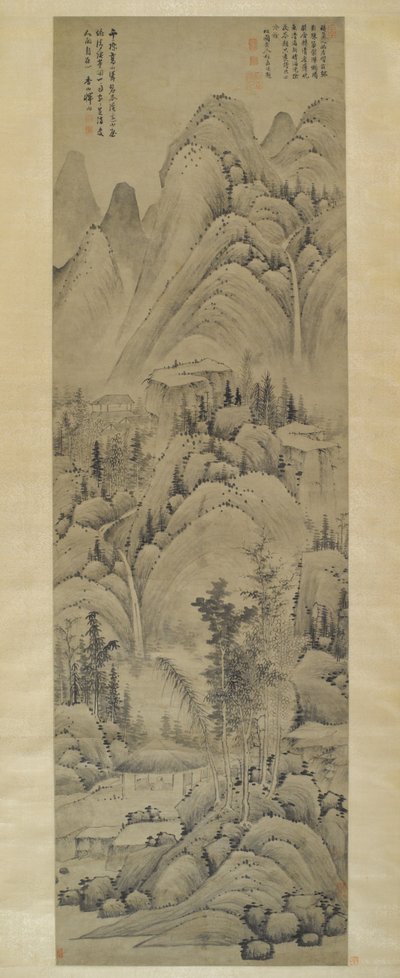 Krajina, závěsný svitek, dynastie Ming (1368-1644) (inkoust na papíře) od Yun Hsiang Yun Hsiang