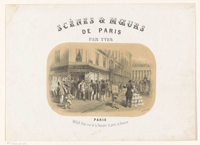 Exteriér nakladatelství Wild v Paříži Scény a moeurs de Paris (název série na objektu) od Yves