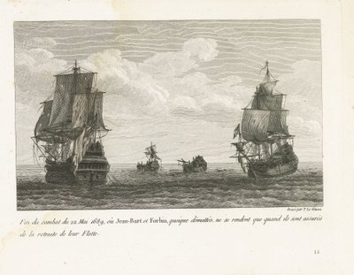 Einde van het gevecht van Jan Bart op 22. května, 1689 Konec boje 22. května 1689, kde Jean-Bart a Forbin, i když nebyli maskováni, se vzdávají pouze tehdy, když jsou ujištěni o ústupu své flotily (titul na předmětu) Sbírka bojů Jean-Bart, náčelníka Es od Yves Marie Le Gouaz