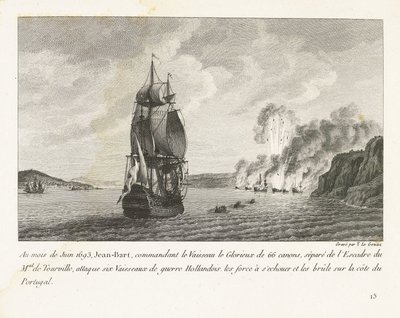 Jan Bart valt zes Hollandse schepen aan voor de kust van Portugal, 1693 V červnu 1693 zaútočil Jeaan-Bart, velící Vaisseau le Glorieux se 66 děly (...), na šest nizozemských válečných lodí (...) na pobřeží Portugalska (název předmětu) Rec od Yves Marie Le Gouaz