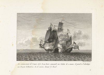 Jan Bart verovert een Hollands fregat bij Texel, 1675 Na začátku roku 1675 Jean-Bart velí Galiote se 2 děly: nastoupil na holandskou fregatu s 18 děly před Texelem (název na předmětu) Sbírka bojů Jean-B od Yves Marie Le Gouaz