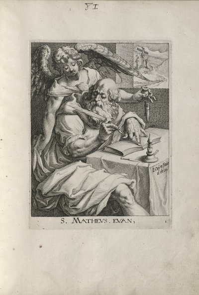 Svatý Matouš, deska 1 ze Čtyř evangelistů od Zacharias Dolendo