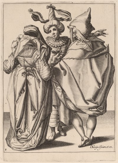Pár oslovující gestikulujícího mladého muže od Zacharias Dolendo after Jacques de Gheyn II