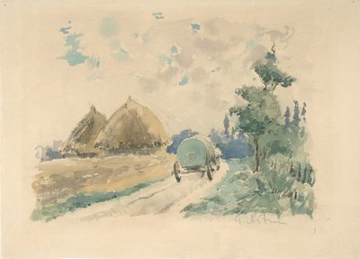 Krajina s vozem a kupkami sena, ca. 1869-70. od Zacharie Astruc