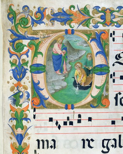Ms 515 f.1r The Miraculous Draft of Fishes, ze sborové knihy, popravený před rokem 1449 detail 88903 od Zanobi di Benedetto Strozzi