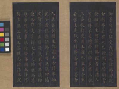 Sutra věčného života (Wu Liang Shou Jing) 1837 (zlatá barva na modrém papíře) od Zexu Lin