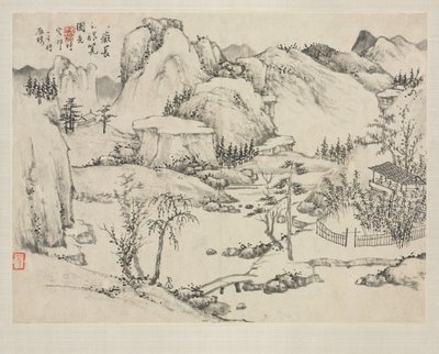 Album krajiny v různých stylech: Scenery of Mt. Changbai podle Huang Gongwang, 1684. od Zha Shibiao