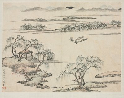 Album na šířku v různých stylech: The Stream of Wuling, 1684. od Zha Shibiao