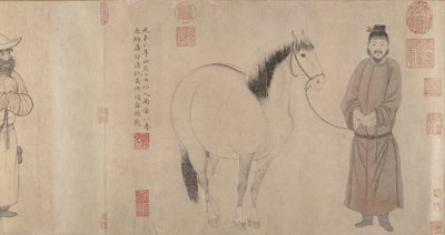 Podkoní a koně, datované 1296 a 1359. od Zhao Mengfu