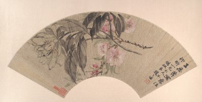 Peach Blossoms and Peony, ca. 1860. od Zhao Zhiqian