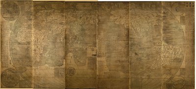 Kunyu Wanguo Quantu Mapa nesčetných zemí světa, 1602 od Zhong Wentao