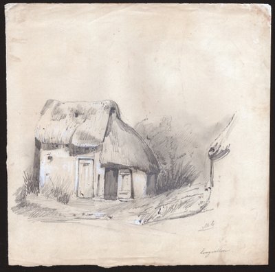 Došková chata v centru Francie. ca. 1830 (ilustrace) od . .