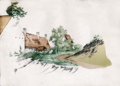 Doškový statek ve střední Francii. cca 1850 (nákres) od . .