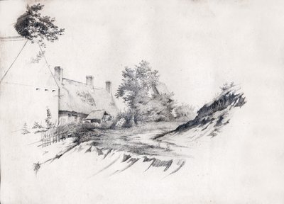 Doškový statek ve střední Francii. cca 1850 (nákres) od . .