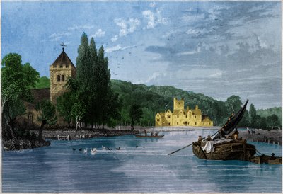 Abbey of Bisham, velitelství templářů, hrabě z Berkshire. cca 1850 (rytina) od . .