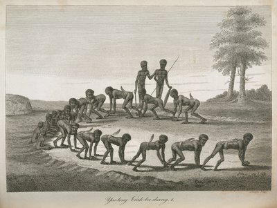 Domorodí muži napodobující psy, Austrálie od Frederick (attr. to) Barnard