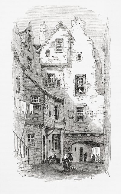 Stará blízkost, Canongate, Edinburgh, Skotsko od . .