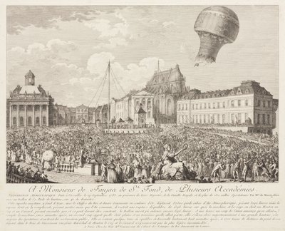 Výstup na balón Montgolfier ve Versailles od Frederick (attr. to) Barnard