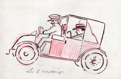 Auto s řidičem. kolem roku 1910 (kresba) od . .