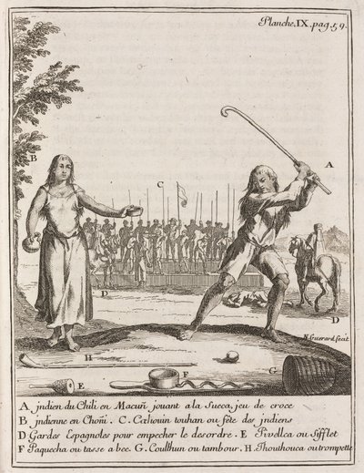 Chilský Indián hrající typ hokeje od Frederick (attr. to) Barnard