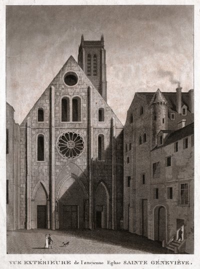 Kostel Sainte Genevieve, počátek 19. století (rytina) od . .