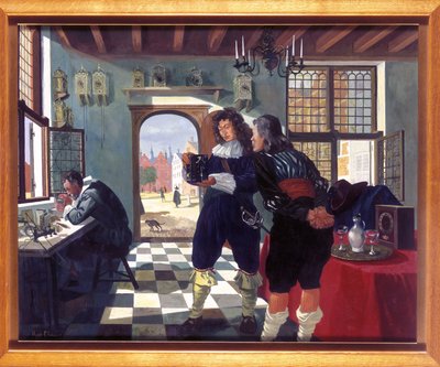 Tvůrci hodin a hodinek Christiaan Huygens v hodinářství Salomona Costera od Frederick (attr. to) Barnard