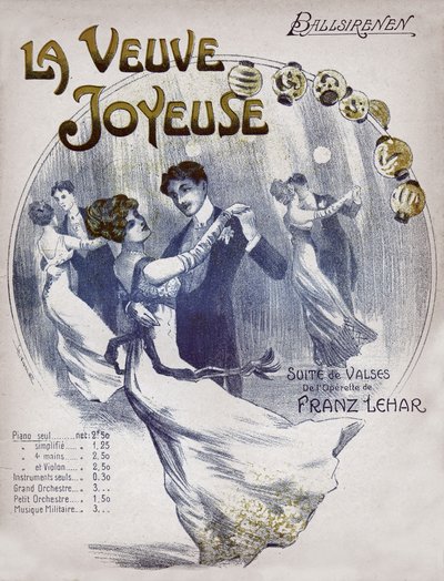 Páry tančí valčík Ballsirenen. cca 1910 (ilustrace) od . .