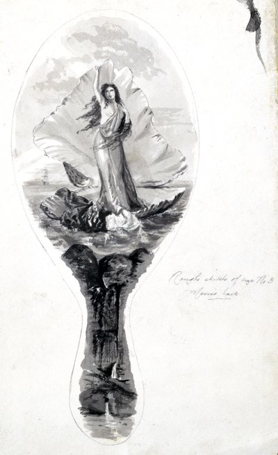 Design pro zadní zrcadlo s Venuší v její skořápce, c 1870-1875 od Frederick (attr. to) Barnard
