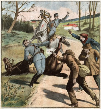 Četníci útočí. Četníci zaútočili. od Ferdinand Georg Waldmuller
