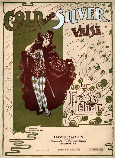 Zlato a stříbro, valčík od Franze Lehara. cca 1904 (ilustrace) od . .