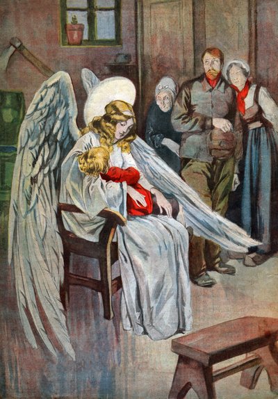 Anděl strážný. cca 1910 (rytina) od . .