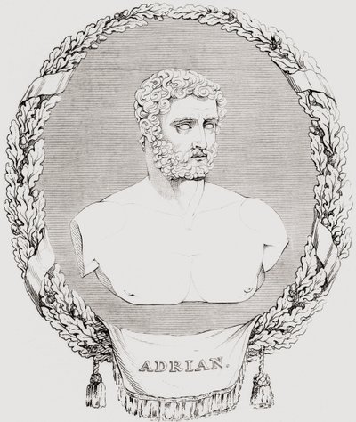 Hadrian, Publius Aelius Trajanus Hadrianus Augustus (76 – 138), římský císař, z „Historické galerie portrétů a maleb“, vydáno 1808 od Ferdinand Georg Waldmuller