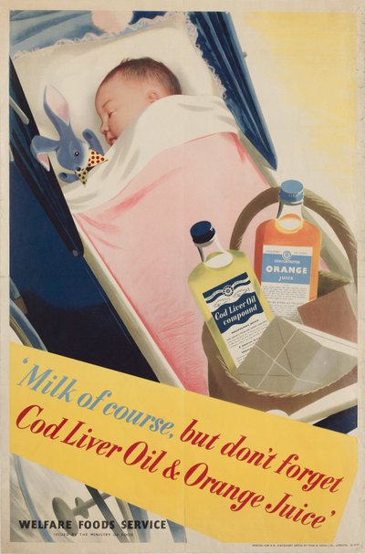 Zdravotní výchova ïMilk samozřejmě, plakát, c 1950 od Frederick (attr. to) Barnard