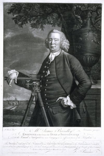 James Brindley , britský stavební inženýr a stavitel kanálů od Frederick (attr. to) Barnard