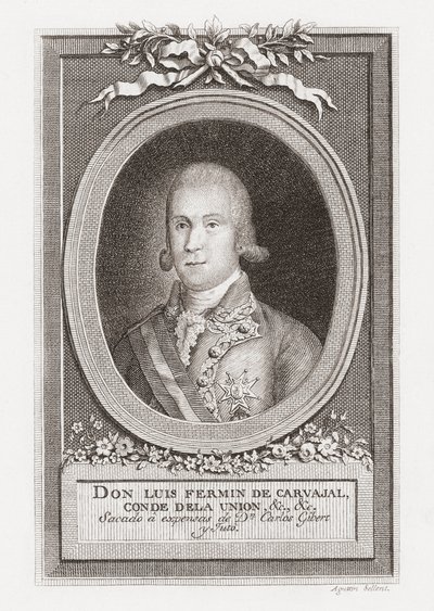 Luis Fermín de Carvajal, hrabě z Unie. Portrét. od . .