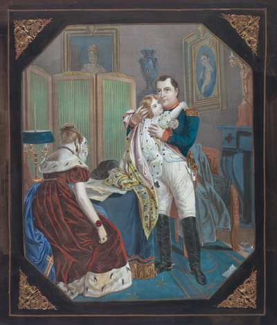 Napoleon a císařovna Marie-Louise s římským králem, kolem roku 1860 (litografie) od . .