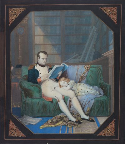 Napoleon ve své studii s římským králem, kolem roku 1860 (litografie) od . .