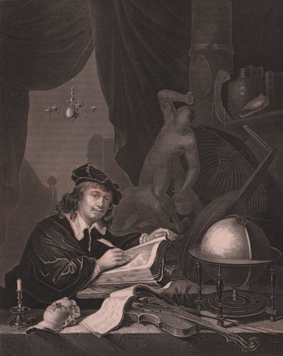 Portrét nizozemského malíře Gerrita Dou (1613-1675), rytina Alberta Henryho Painea z malby Gerrit Dou, z Payne