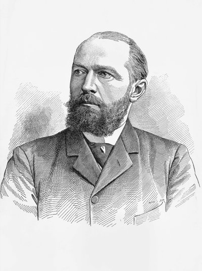 Portrét Emila von Behringa (1854-1917), německého fyziologa a bakteriologa, nositele Nobelovy ceny za chemii v roce 1901, rytina od William Walcutt