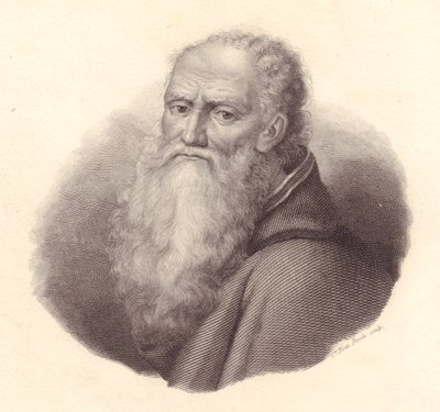Portrét italského malíře Bernardina Luiniho (kolem 1481-1532), mědirytina od Caterina Piotti-Pirola z autoportrétu Luiniho od William Walcutt