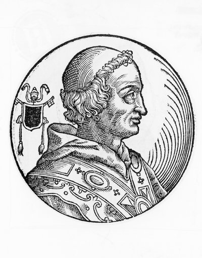 Portrét Jana V. (635-686), 82. papeže katolické církve z roku 685, rytina od William Walcutt