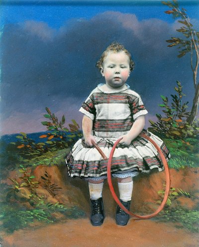 Portrét dítěte s obručí, ručně kolorovaný ambrotyp, c 1860 od Ferdinand Georg Waldmuller